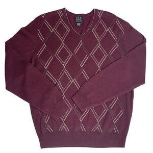Jos. A. Bank Executive Collection  Lambswool V Neck Argyle Sweater Sz Large